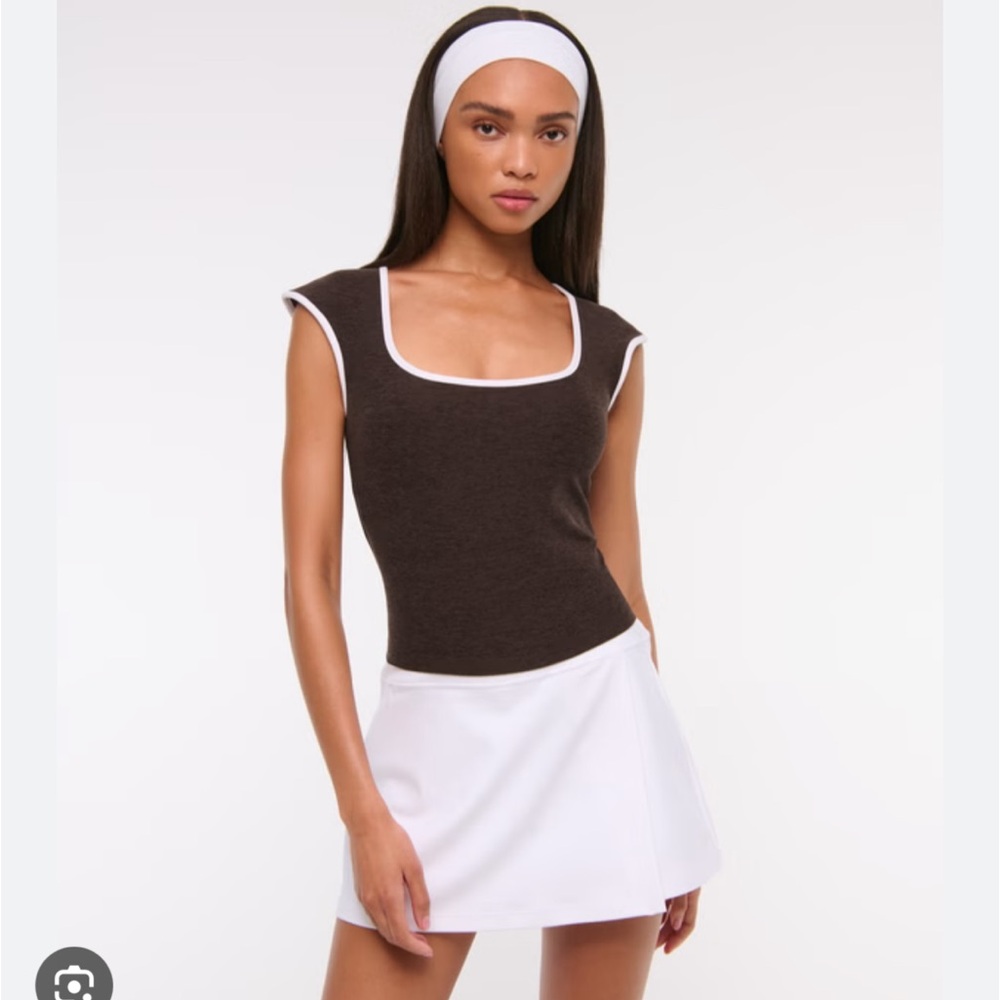 NWT YPB Chocolate Brown Athletic Top with White Trim